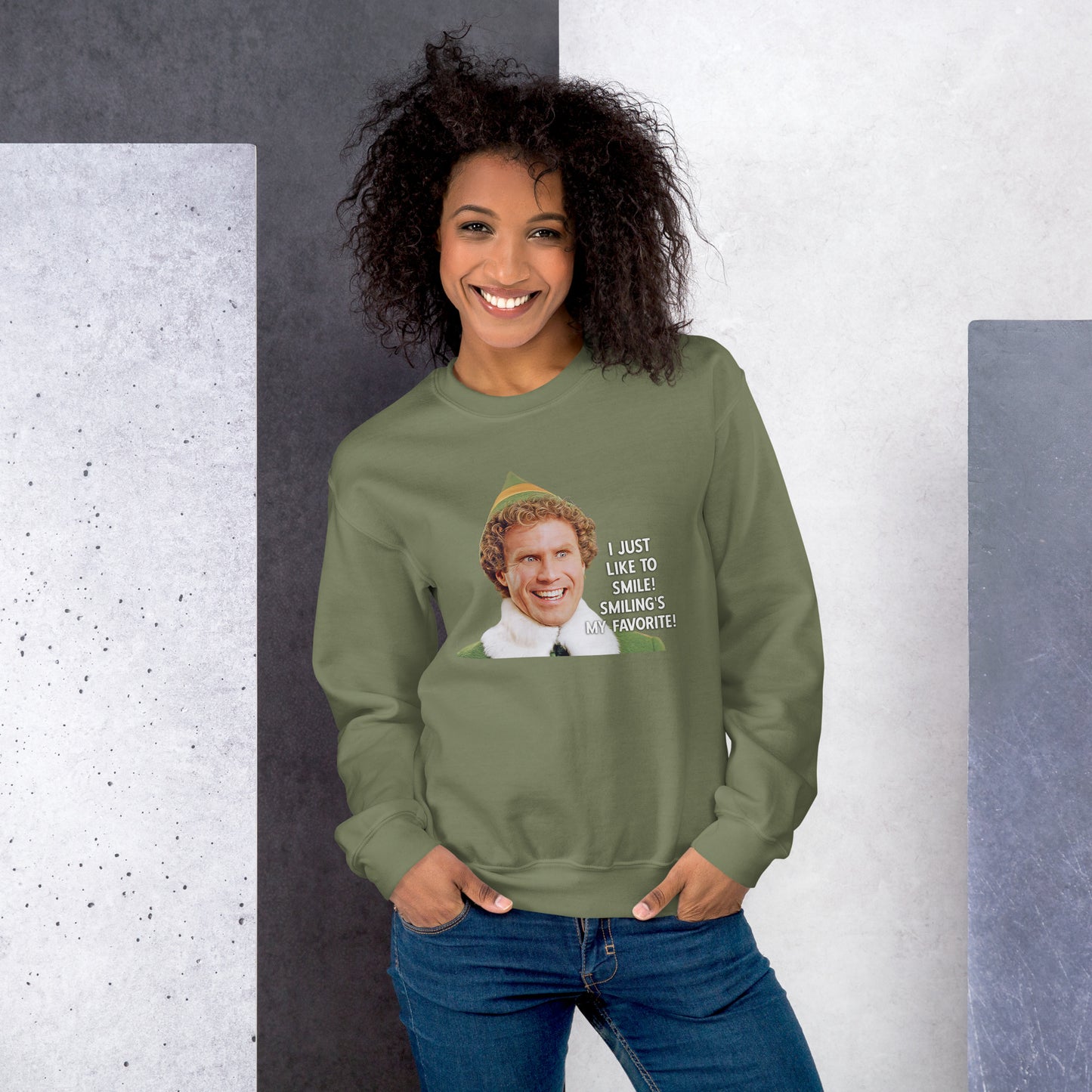 Smiling is my Favorite Elf Unisex Sweatshirt